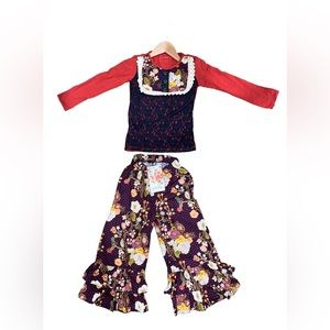 Persnickety Penny Lane Rust & Navy Lou Lou & Matching Ruffle Bells